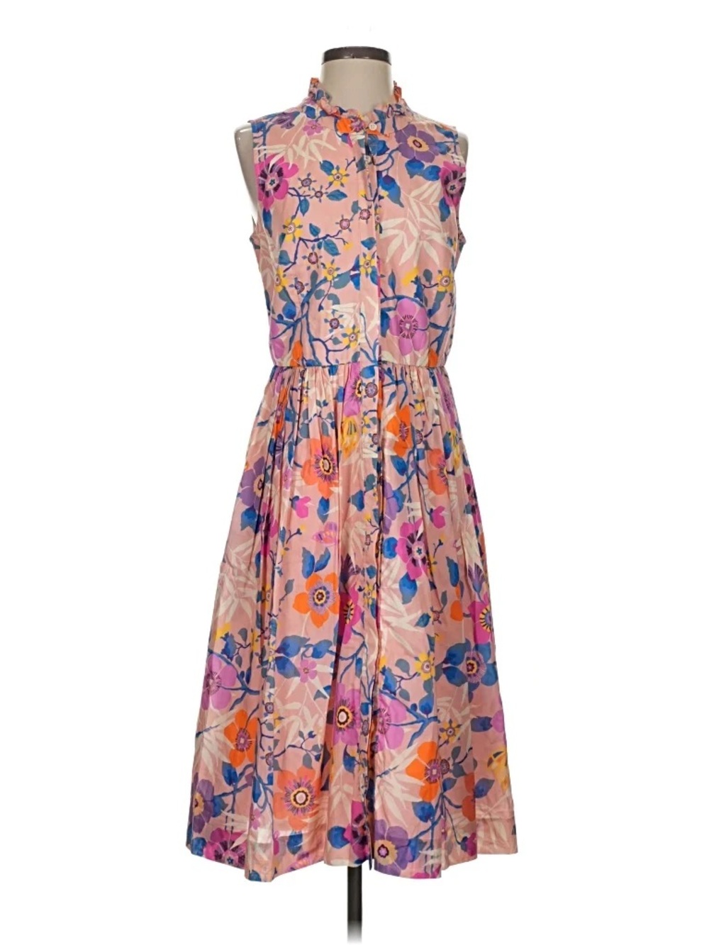 J. Crew Pink Floral Button-Front Midi Dress - Picture 1 of 2